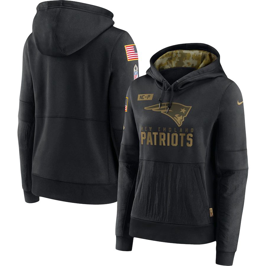 Women New England Patriots Black Salute To Service Hoodie Nike NFL Jerseys->women nfl jersey->Women Jersey